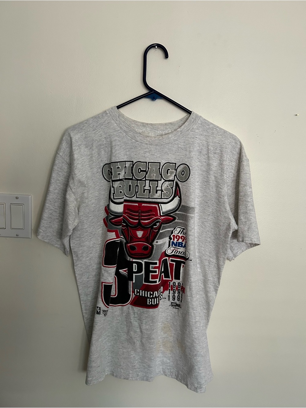 Salem Sportswear Chicago Bulls NBA Finals 3-Peat 1991-1993 Gray Shirt L